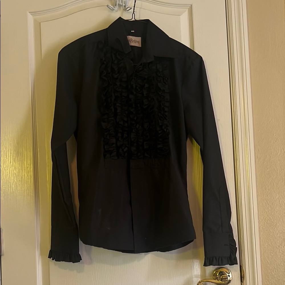 Etro Women's Black Ruffled Top